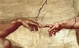 Michelangelo Buonarroti - Creation of Adam hand painting